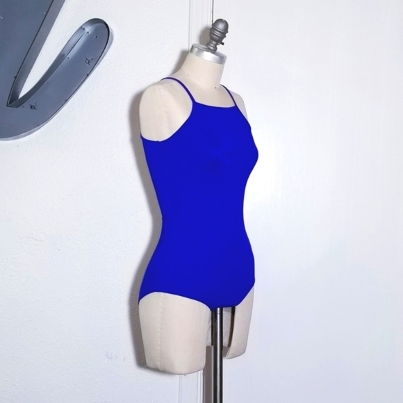 BALERA Blue Mesh Scalloped Back Gymnastics Leotard Dance Wear Adult Small - Picture 3 of 10